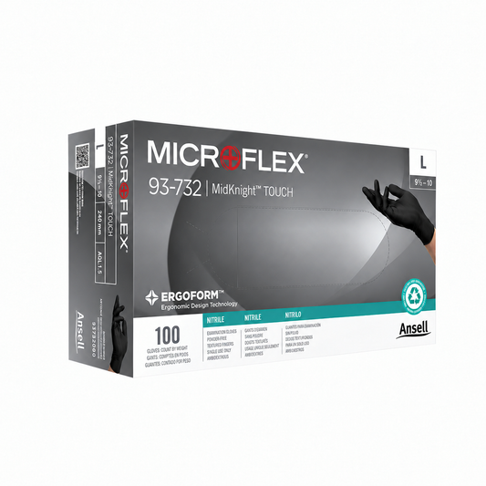 Ansell MICROFLEX MidKnight Touch Black Nitrile Gloves - 1 Case Size LARGE (1000)