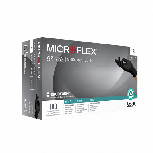 Ansell MICROFLEX MidKnight Touch Black Nitrile Gloves - 1 Case Size SMALL (1000)
